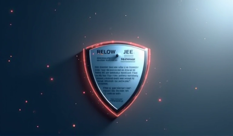Abstract image representing legal protection and disclaimer, with a shield icon